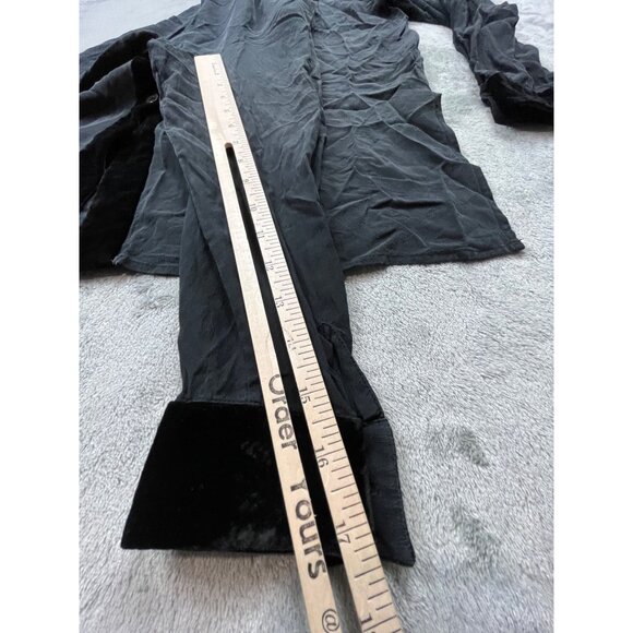 Diane Gilman Womens Large Black Silk & Velvet Long Sleeve Shirt Cottage Core - Picture 5 of 8